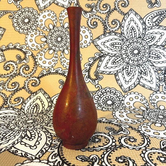 Vintage Japanese Bronze Vase 8.5" Wabi-Sabi Japandi Minimalist Ikebana Decor MCM - Picture 3 of 11